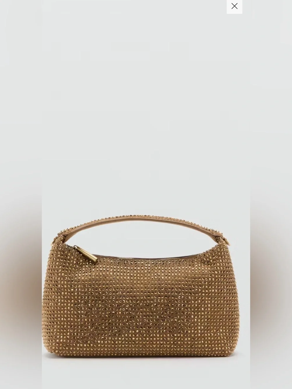 Mango Mini Top-Handle Bag in Metallic Gold Rhinestone clutch evening